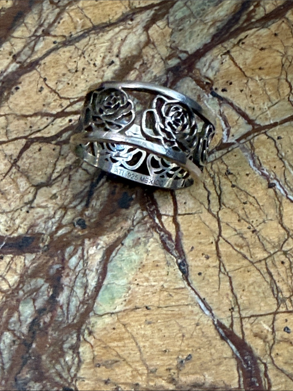 Fashion Jewelry Silver Floral Filigree Band Ring sterling 925 - Picture 4 of 5